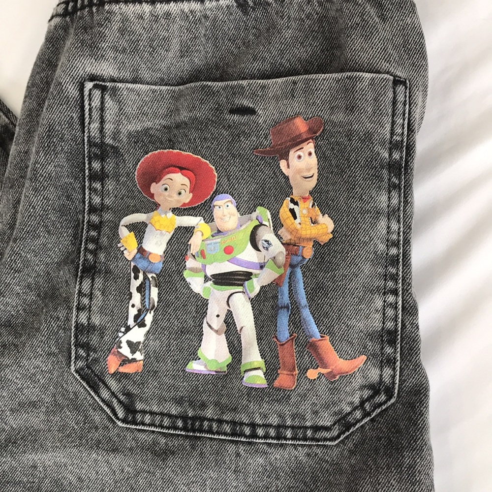 Zara X Disney Toy Story Paper Bag Jeans Grey Denim NWT - Picture 4 of 12